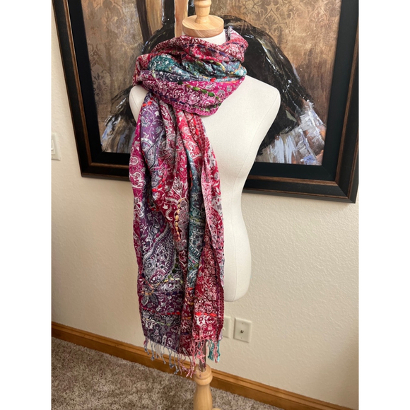 Raj Accessories - Anthropologie Raj Women's Scarf One Size Pink Teal